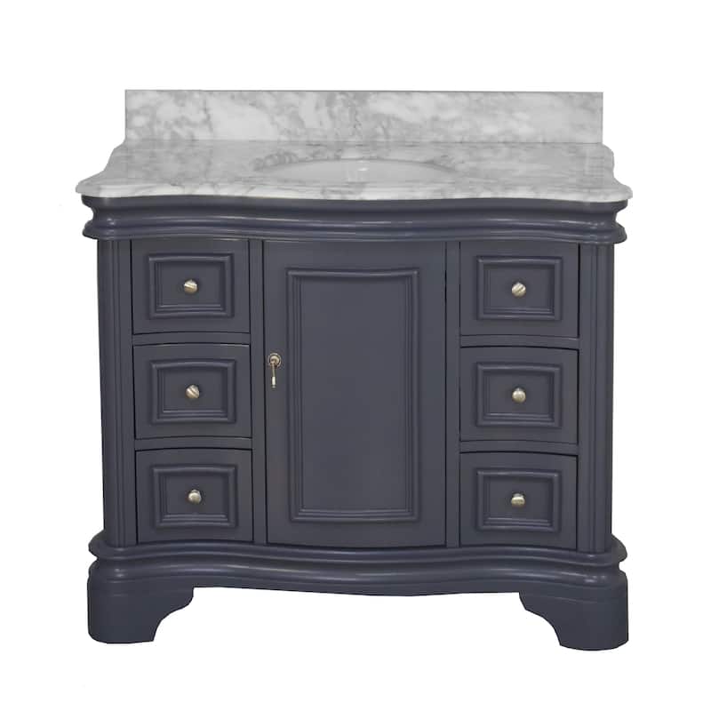 KitchenBathCollection Katherine 42" Bathroom Vanity with Carrara Marble Top