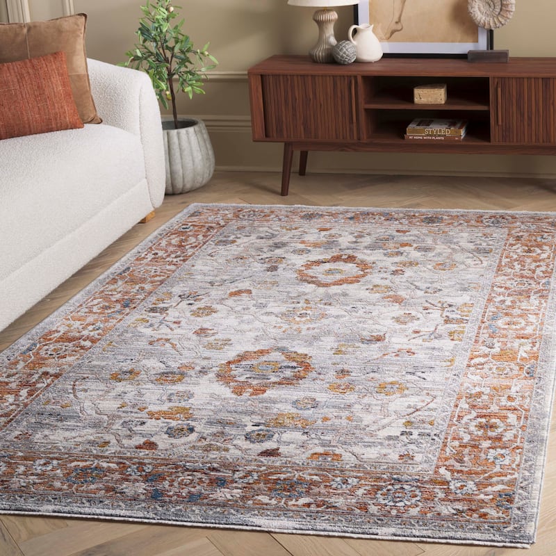 SAFAVIEH Heirloom Aurora Traditional Oriental Rug - 4' x 6' - Ivory Grey/Rust
