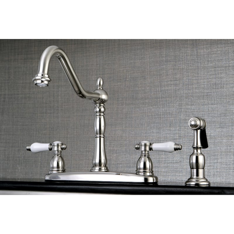 Kingston Brass Vintage Porcelain 8-inch Centerset Kitchen Faucet with Side Sprayer
