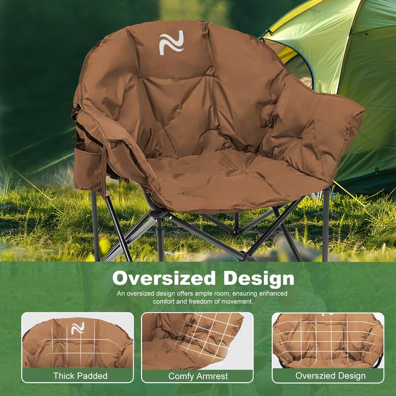 DoCred Oversized Camping Chair, Fully Padded Folding Moon Chair