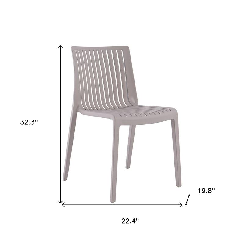 HomeRoots Set of Two Taupe Heavy Duty Plastic Outdoor Stacking Accent Chairs