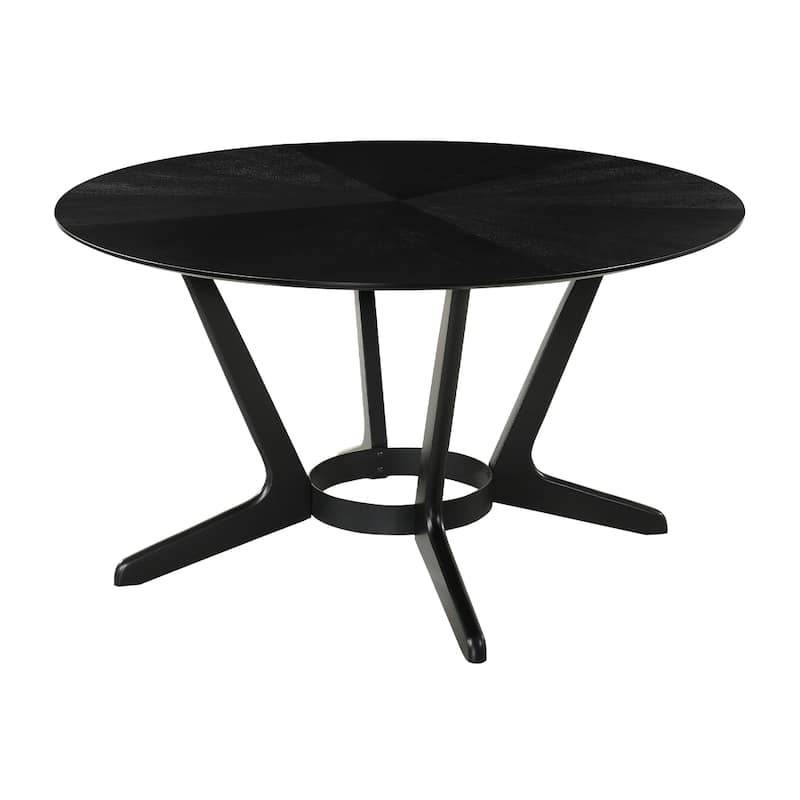 Alana Dining Table, Black Rubberwood, Metal, Round 54 Inch Top