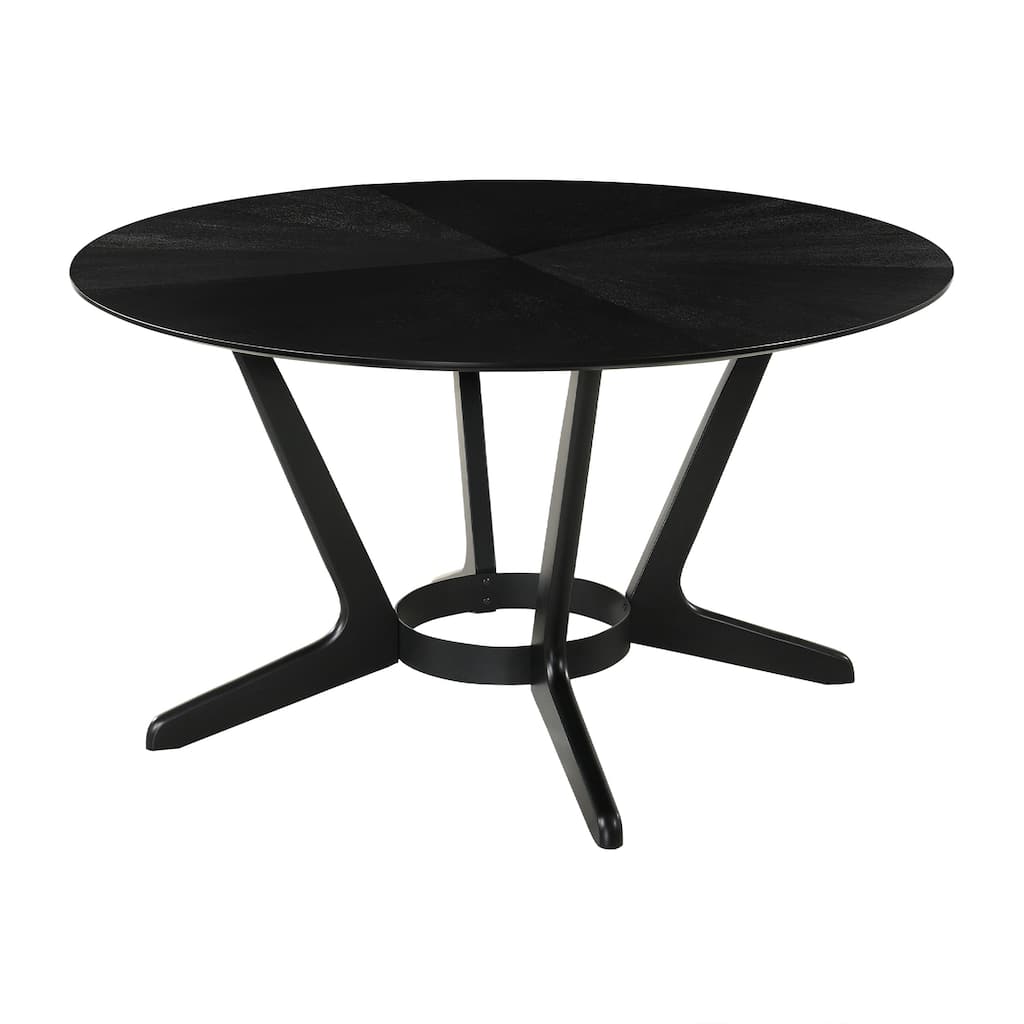 Alana Dining Table, Black Rubberwood, Metal, Round 54 Inch Top