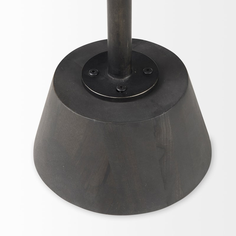 Maxwell Dark Brown Wood w/Black Metal Pedestal Round Side Table