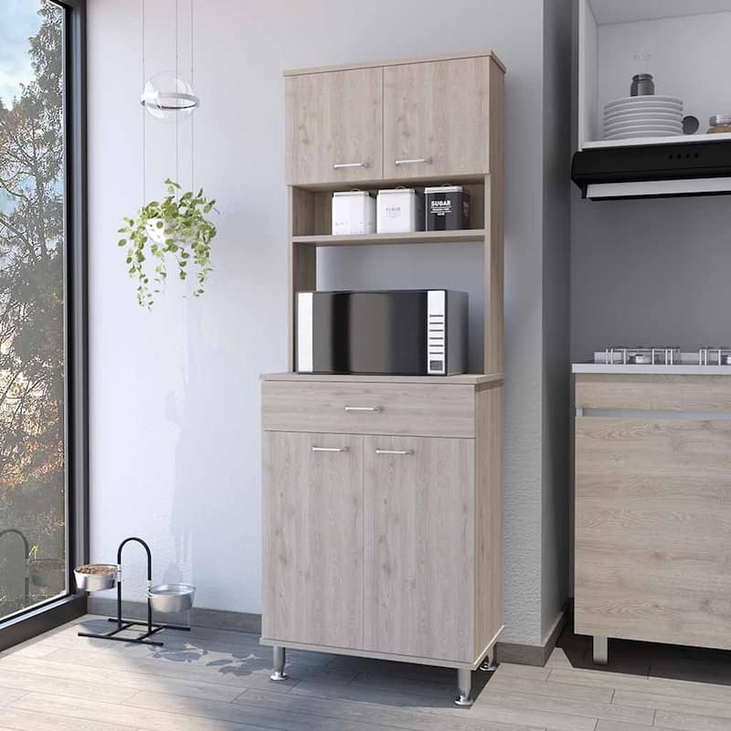 Pantry With Two Double Door Cabinet - Gray