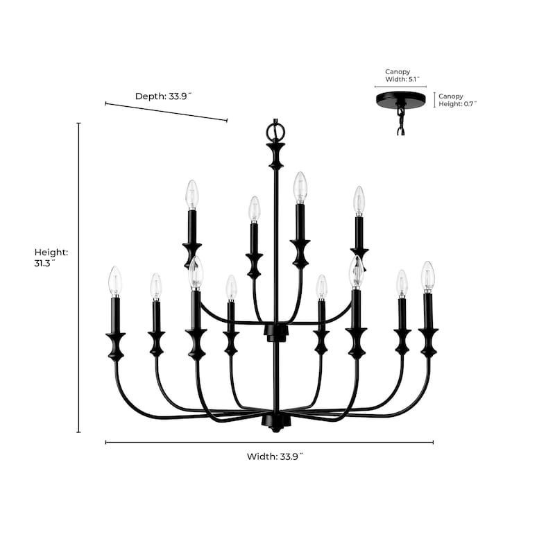 Millennium Lighting 29612 Savanne 12 Light 34" Wide Taper Candle Style