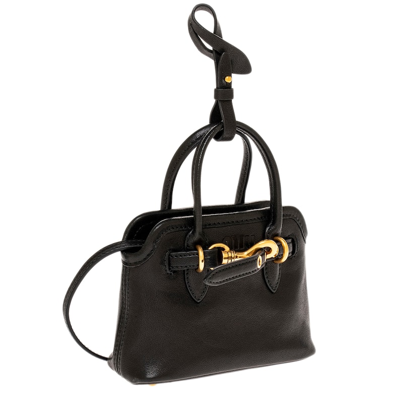 Miu Miu Leather Trick Adventure Bag Charm - Black