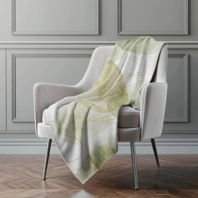 Premium Machine Washable Modern Glam Sherpa Throw Blanket - Green - 4'2" x 5'10"