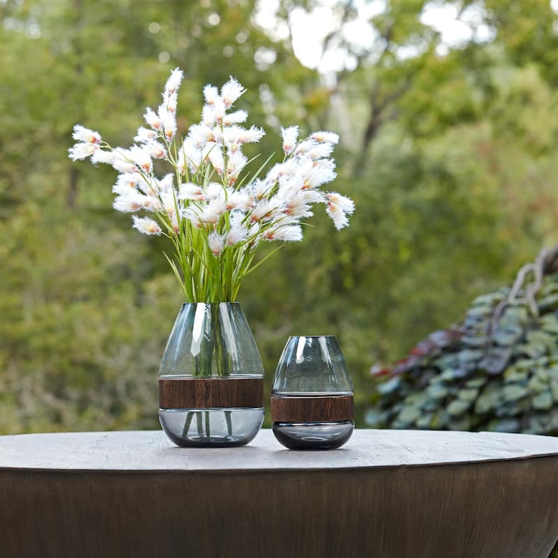 Stoneware Bud Vase - 10" - Clear and Brown