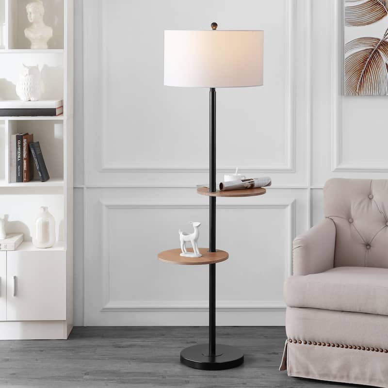 SAFAVIEH Lighting Kelsen 63-inch LED 2-shelf Floor Lamp - 22" W x 18" L x 62.8" H