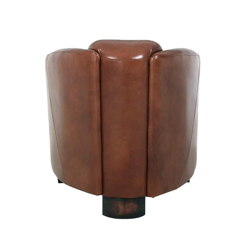 Pasargad Home Madison Top Grain Leather Armchair, Brown - W27.5"xD30"xH27"