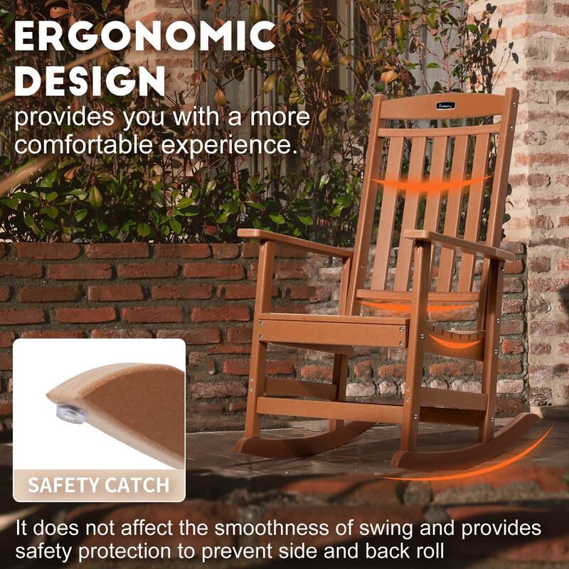 Vrakae All Weather Outdoor High Back Rocking Chair