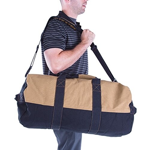 canvas duffle bag with zipper