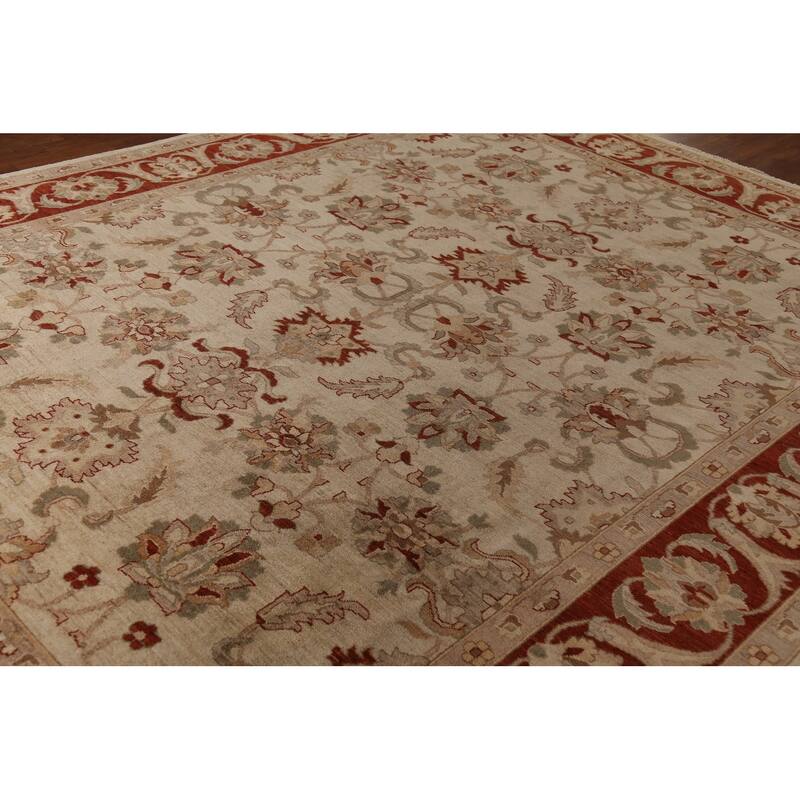 All-Over Floral Chobi Peshawar Rug Hand-Knotted Wool Carpet - 9'0"x 11'9"