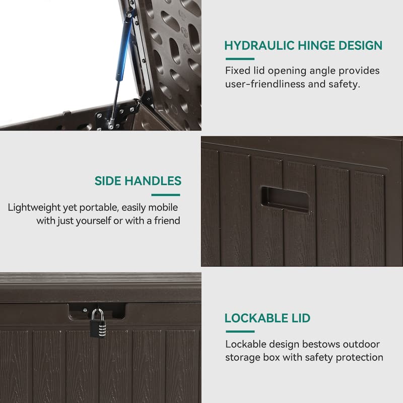 90 Gallons Water Resistant Resin Lockable Deck Box