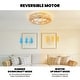 preview thumbnail 9 of 17, Boho Smart Gold Rattan Caged Drum Flush Mount Ceiling Fan