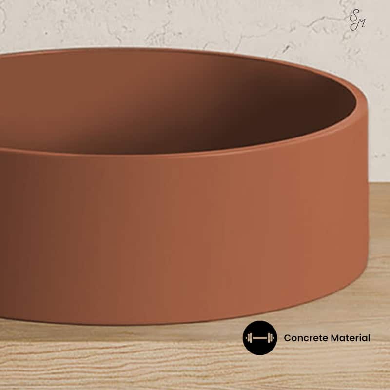Lisse 14.5" Concrete Round Vessel Sink In Matte Terracotta - 14.5