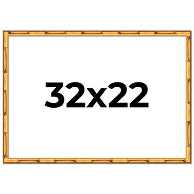 32x22 Frame Gold Bamboo Solid Wood Picture Frame | 1 Inch Moulding