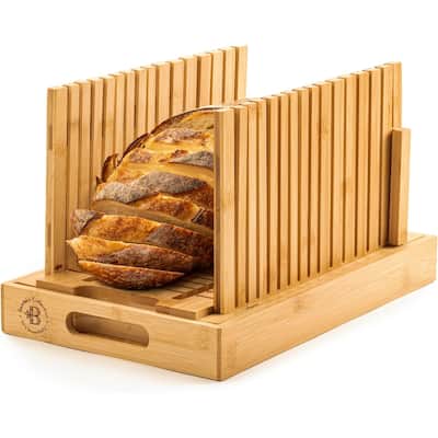 Bread Slicer - Adjustable Width Bread Cutter for Cakes, Bagels - Bamboo Bread Cutting Guide & Crumb Tray - (Knife Not Included)