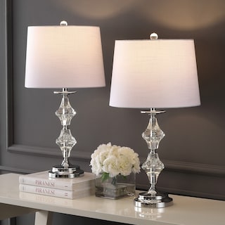 Chloe 27.5" Crystal LED Table Lamp, Clear/Chrome (Set of 2) by JONATHAN  Y