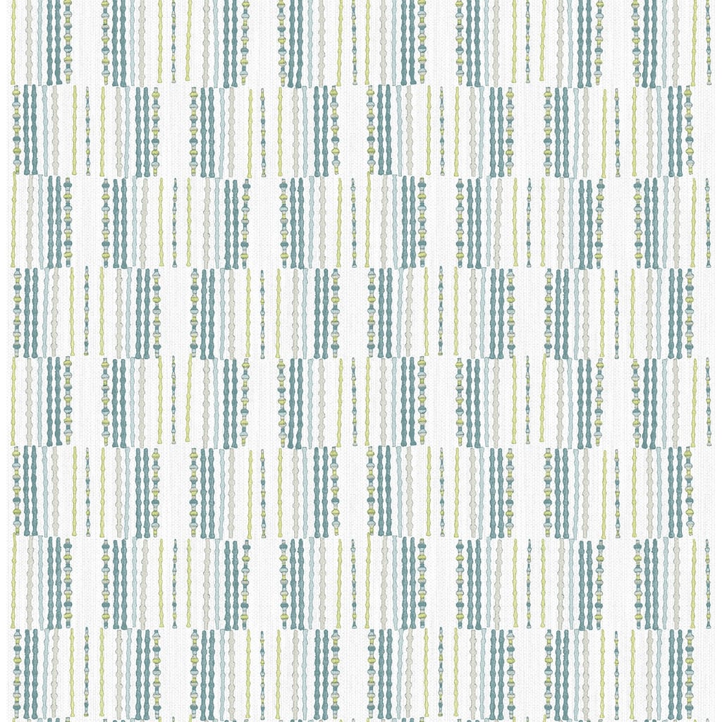A-Street Prints Burgen Teal Geometric Linen Wallpaper
