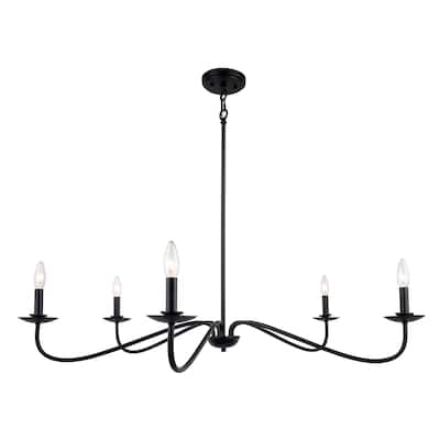 Black Transitional Dimmable 5-Light Candle Chandelier