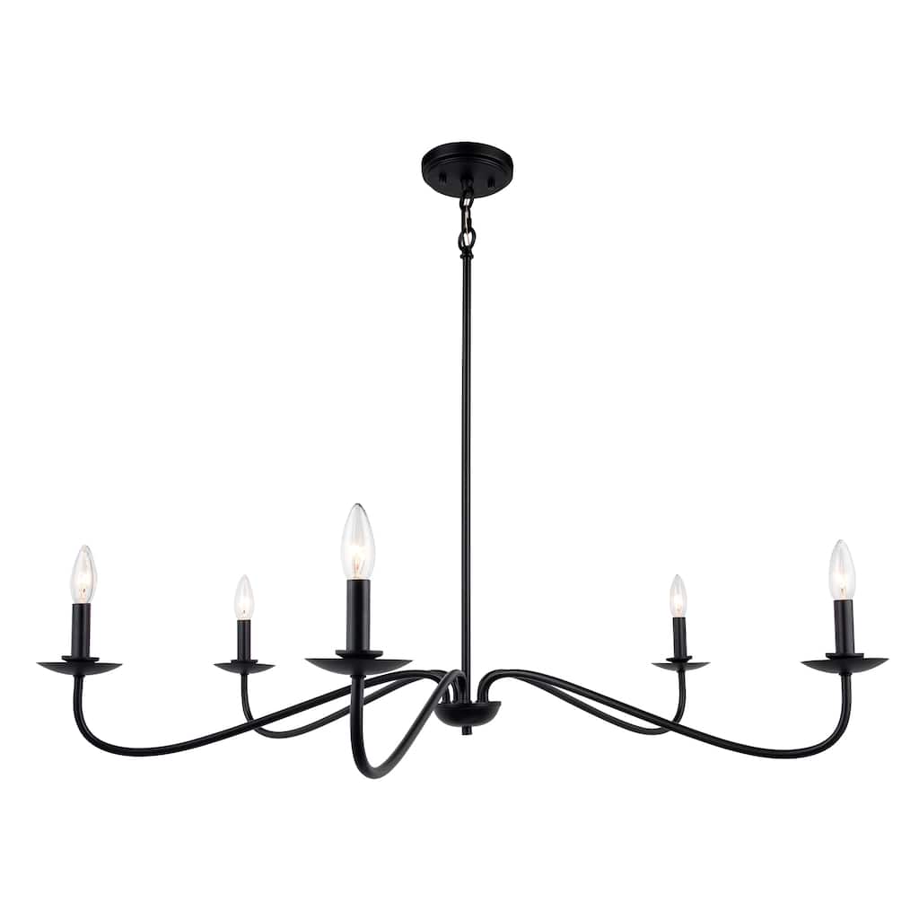 Black Transitional Dimmable 5-Light Candle Chandelier