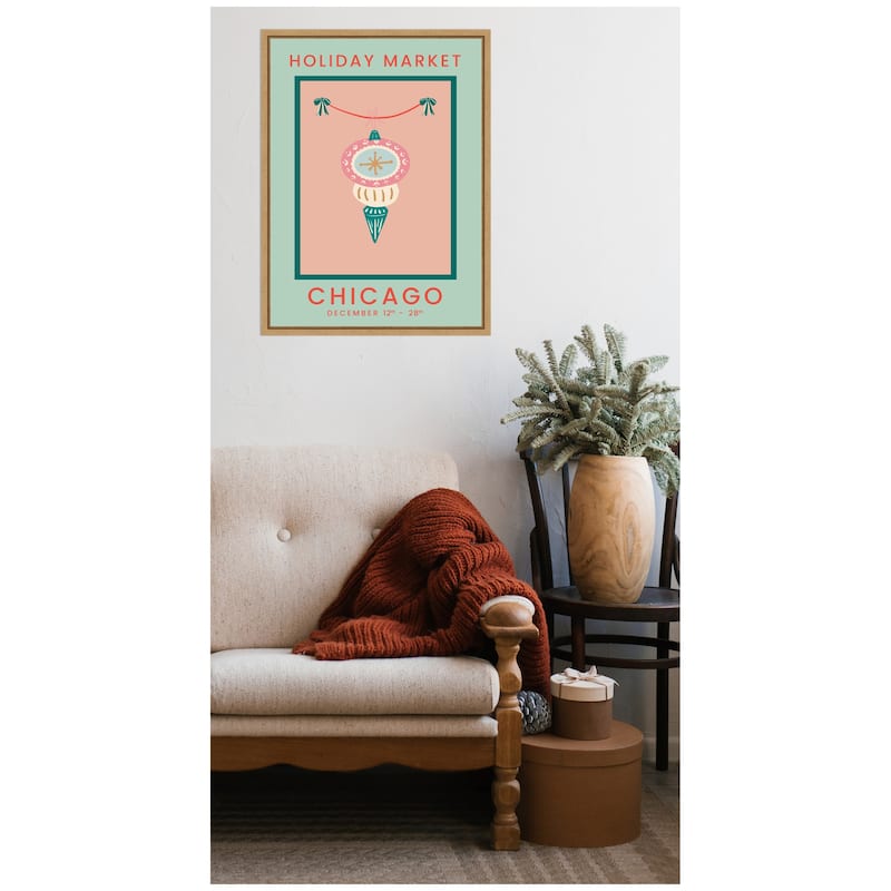 Kate and Laurel Sylvie Framed Canvas Chicago Christmas Market by Leonora Jennifer Benza