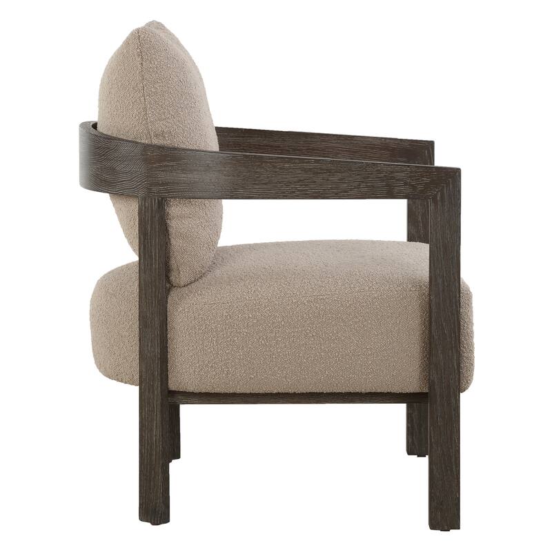 Solid Barrel Frame Accent Chair with Armrest - 29" - Brown