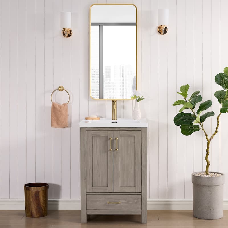 Gela Single Bath Vanity with Ceramic Basin Top and Mirror