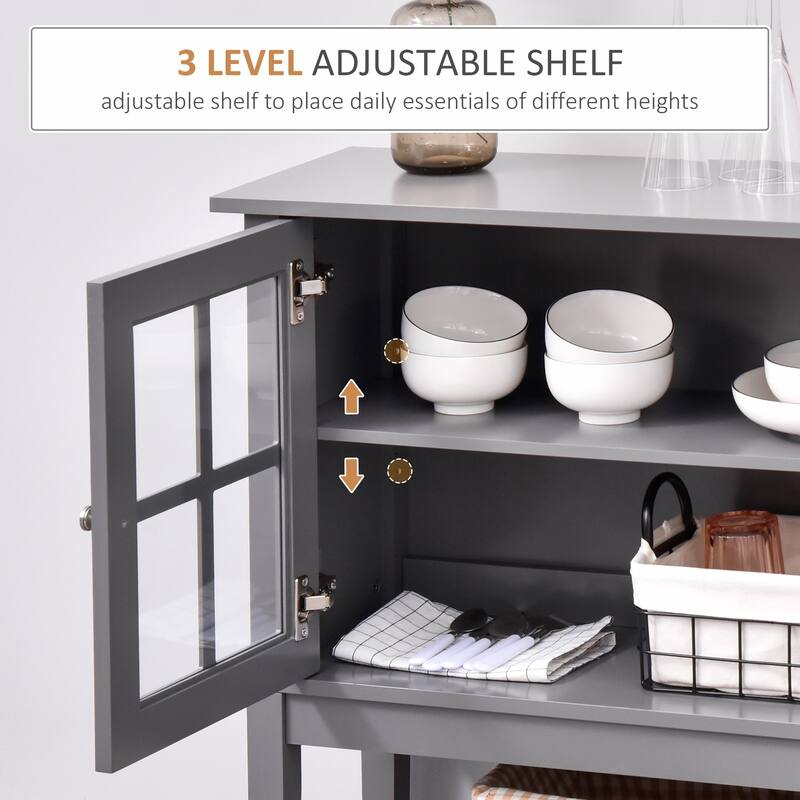Coffee Bar Cabinet, Modern Sideboard Buffet Cabinet, Kitchen Cabinet with 2 Glass Doors