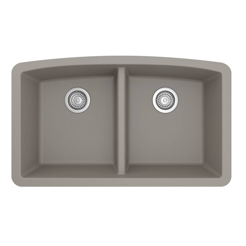 Karran Undermount Quartz 32 in. 50/50 Double Bowl Kitchen Sink Kit