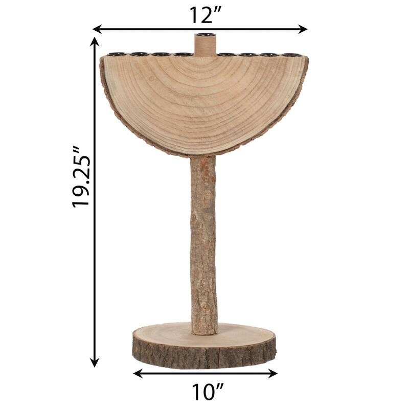 Nine Branch Handmade Wooden Hanukkah Menorah for Synagogue