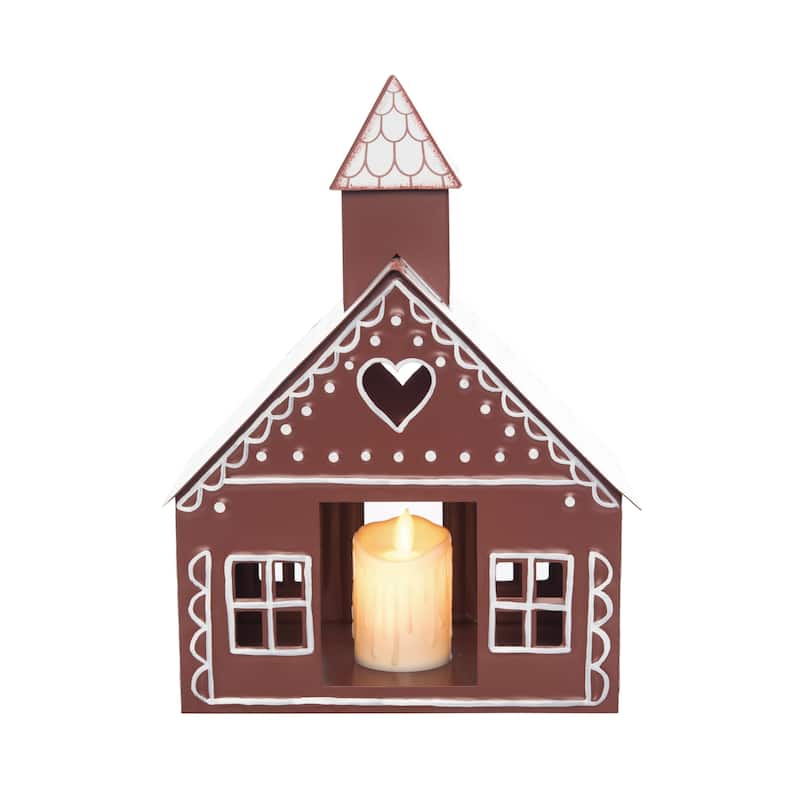 Transpac Metal 9.25 in. Multicolor Christmas Gingerbread House