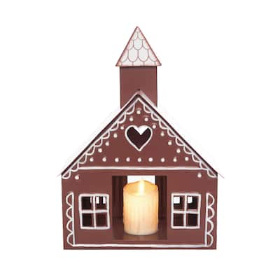 Transpac Metal 9.25 in. Multicolor Christmas Gingerbread House