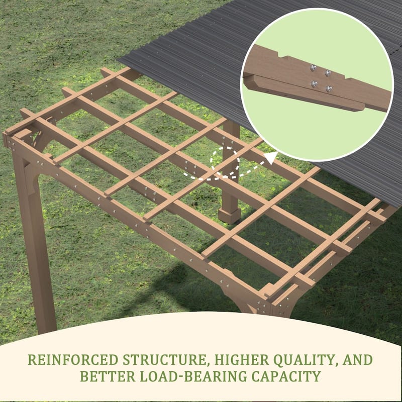 VEIKOUS Wood BBQ Grill Gazebo with Steel Roof for Patio Garden Backyard and Lawn