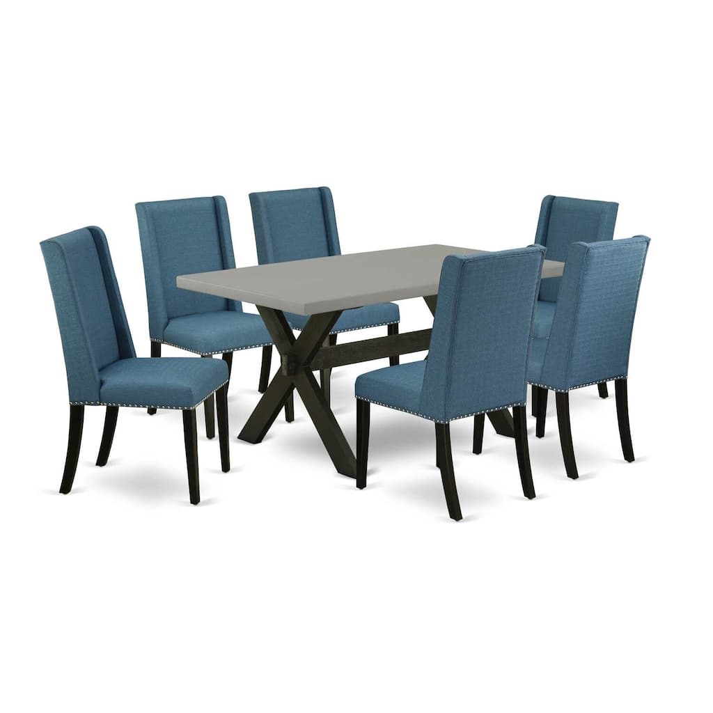 7-Piece Dining Set - Kitchen Table with 6 Dining Chairs - Modern Parson Style - 60