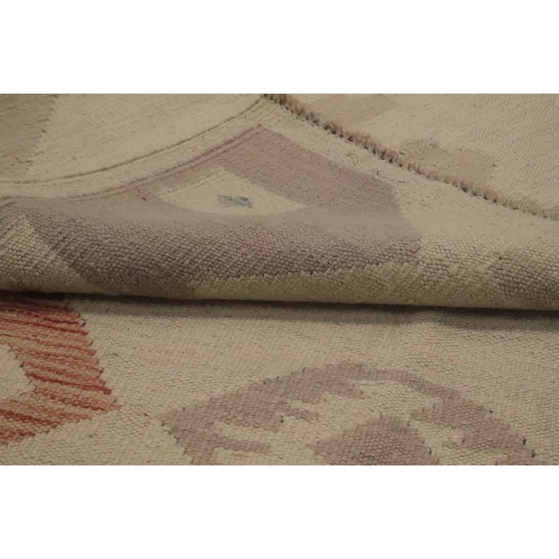 Hand Woven Oriental 100% Wool Carpet Southwestern Tribal Beige & Ivories Kilim Area Rug - 5' 11'' X 3' 11''