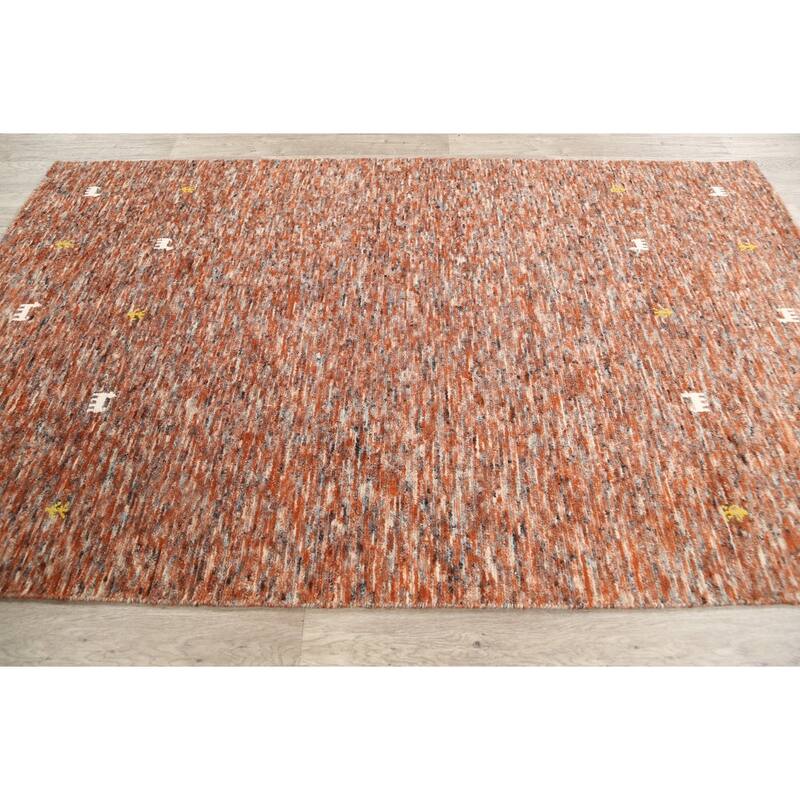 Hand Knotted Oriental 100% Wool Carpet Tribal Abstract Multi-Colored Gabbeh Area Rug - 8' 0'' X 5' 1''