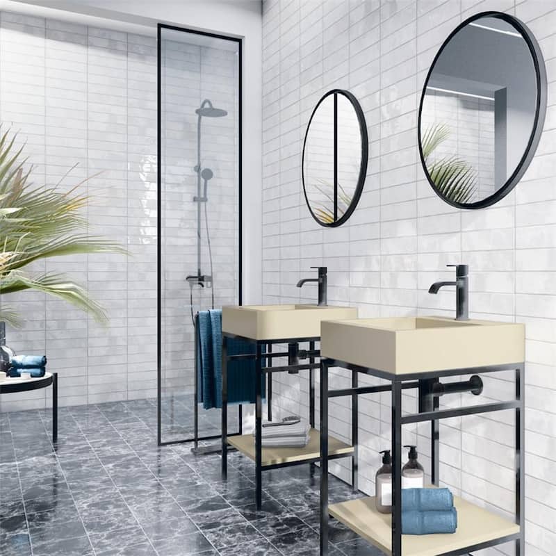 Merola Tile Biarritz White 3" x 12" Ceramic Wall Tile