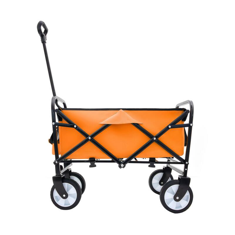 Foldable Wagon with Straps, Beach & Utility Cart, 225lb Capacity - Orange
