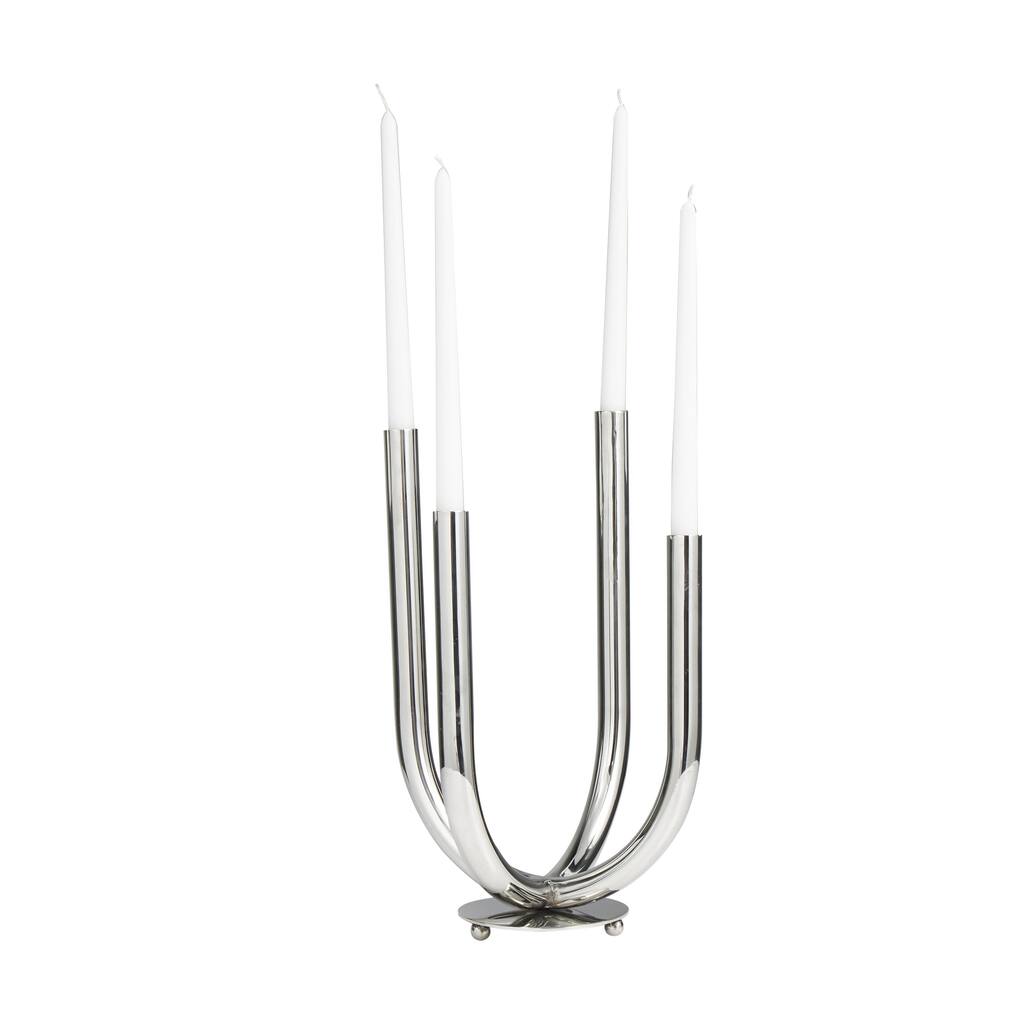 Stainless Steel Metal Abstract U-Shaped Candelabra - Silver - Roche River Decor