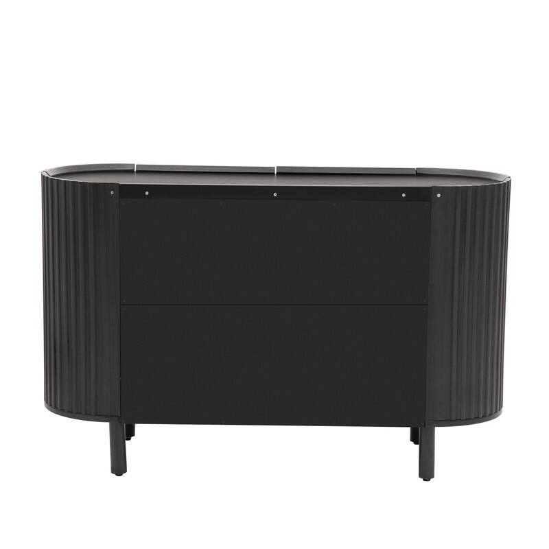 Light Luxury Sideboard with Adjustable Shelves, Curved Design Storage Buffet Cabinet for Living Room/Kitchen/Entryway/Hallway