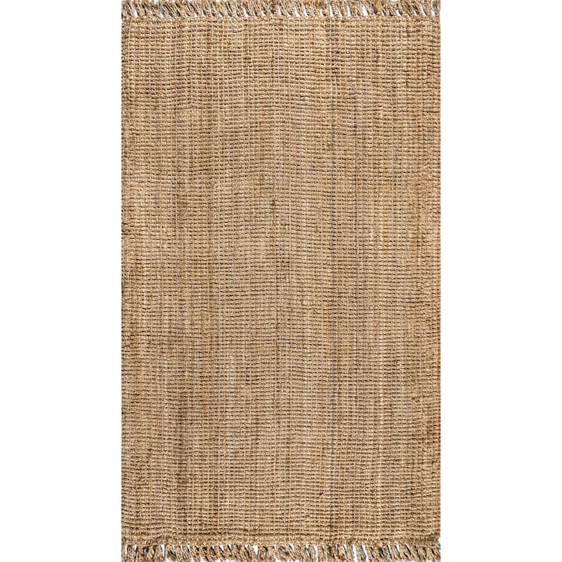 JONATHAN Y Maras Hand Woven Chunky Jute with Fringe Area Rug - 8 X 10 - Natural