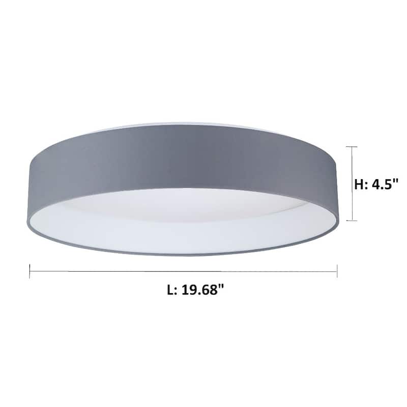 Eglo Palomaro 20-inch White Glass Ceiling Light with Charcoal Grey Fabric