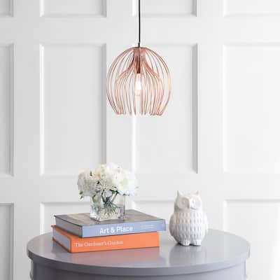 SAFAVIEH Lighting Deena Adjustable 1-light LED Copper Pendant - 10.3"x10.3"x12.25-84.25"