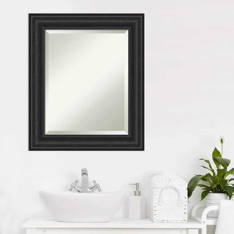 Beveled Bathroom Wall Mirror - Shipwreck Black Frame