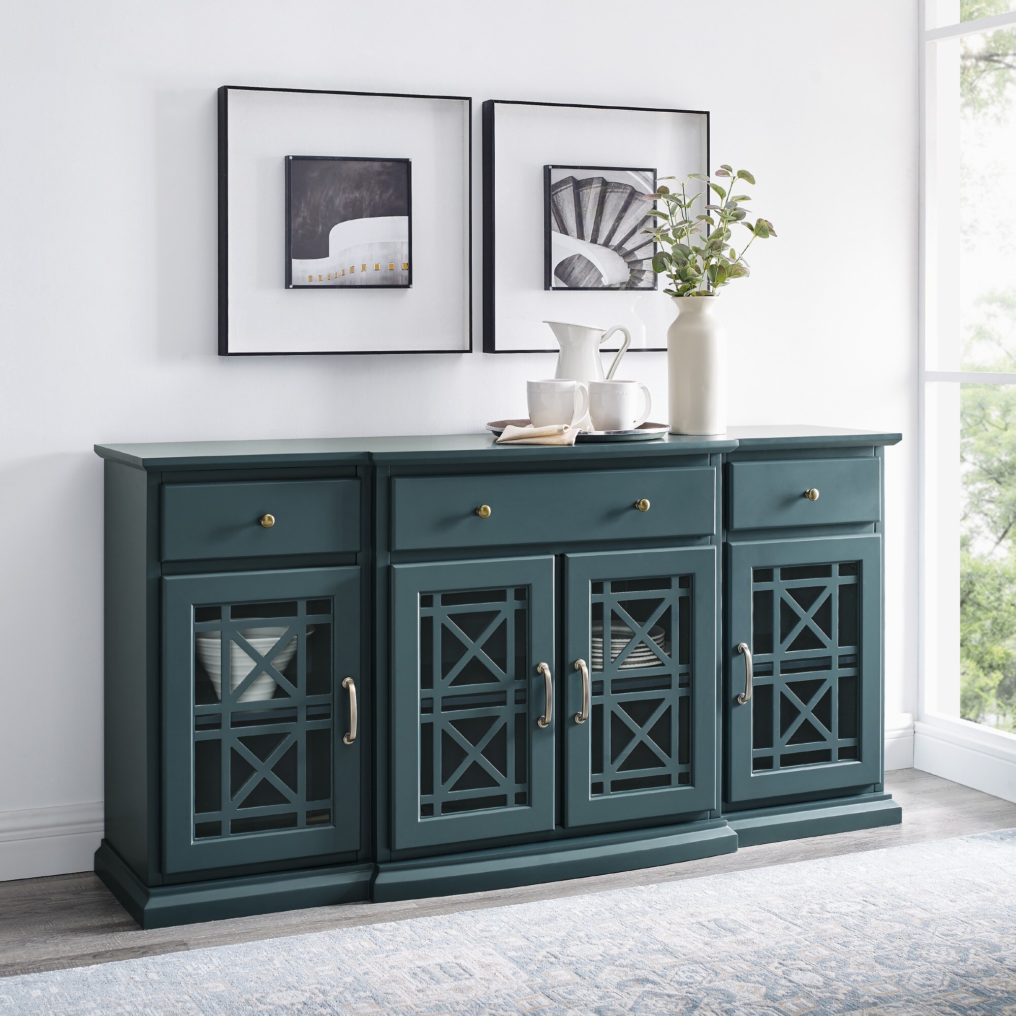 Copper grove loches fretwork outlet corner accent cabinet