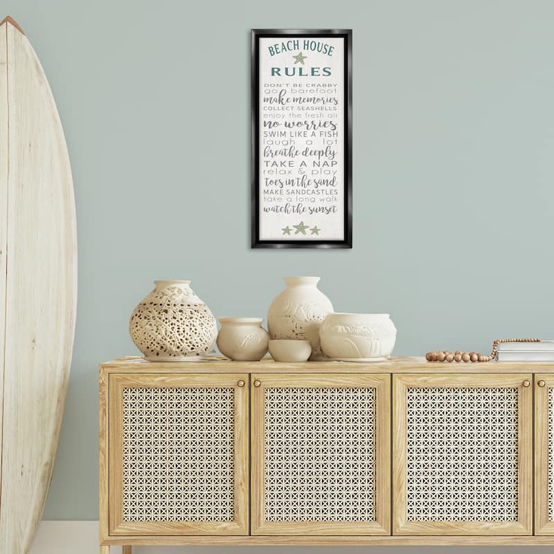 Stupell Fun Recreations Beach Rules Framed Floater Canvas Wall Art Design By Seven Trees Design