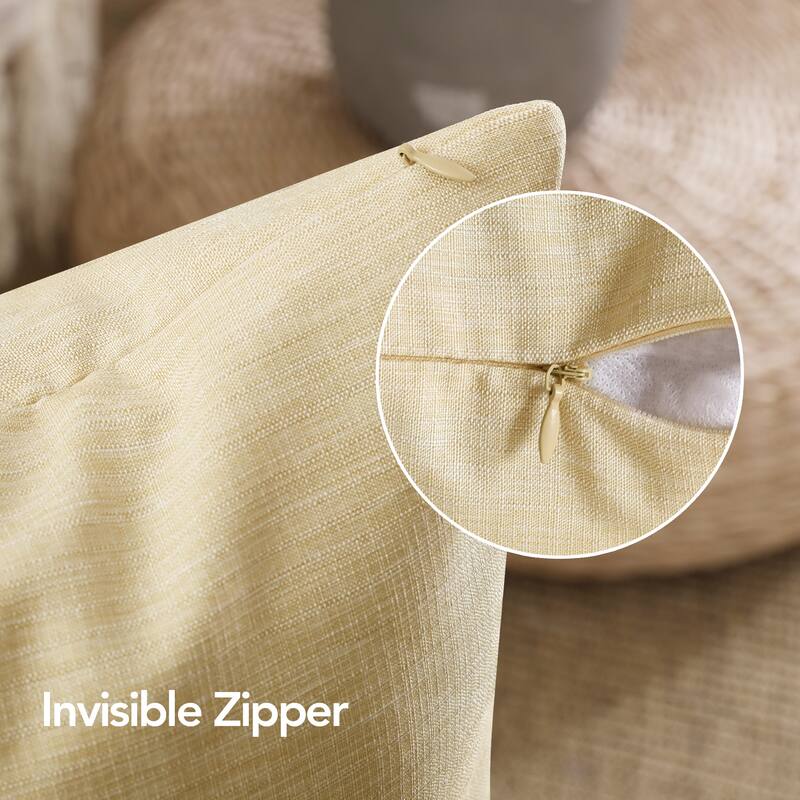 Deconovo 4-Pack Faux Linen Throw Pillow Covers with Hidden Zipper